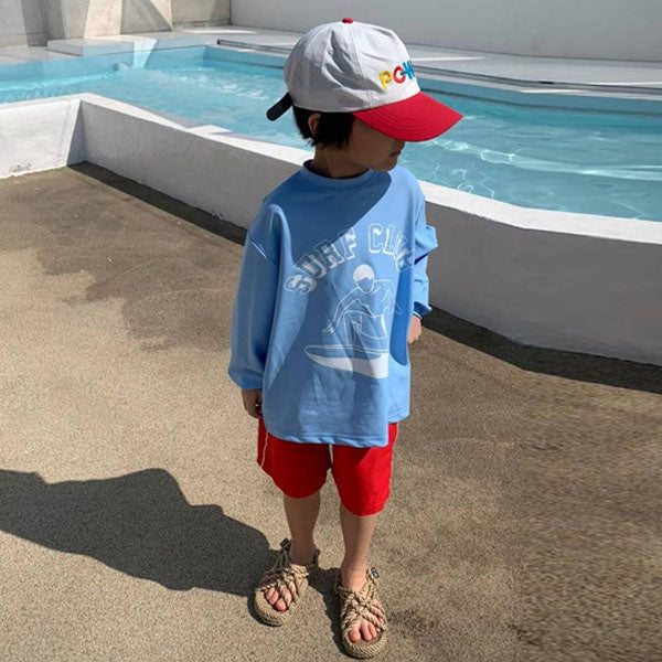 Retro Swim Pants Korean toddler pants in red made in Korea