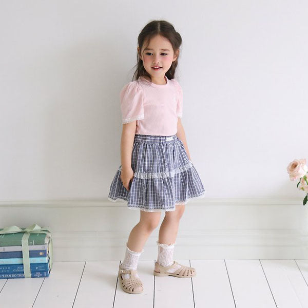 Check Skirt Korean toddler skirt in red made in Korea