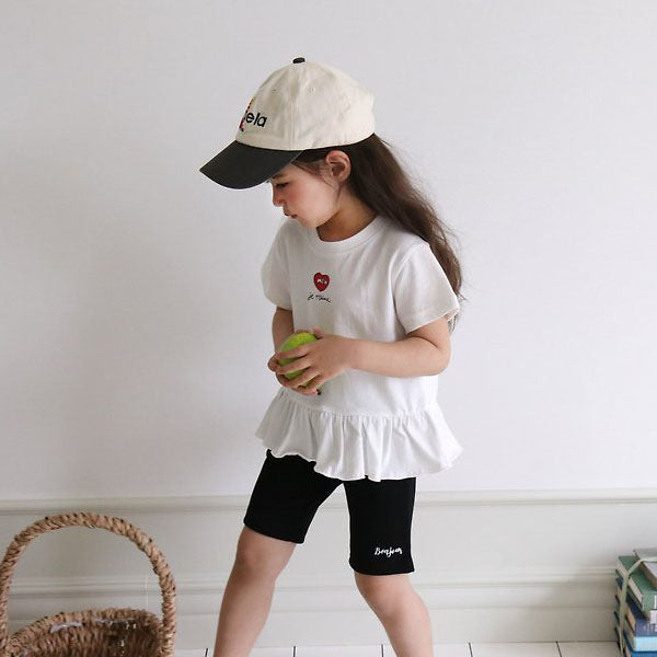 Heart Ruffle Tee Korean toddler t-shirt in pink made in Korea