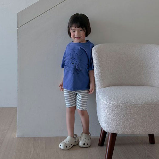 Momo Leggings Korean toddler pants in ivory stripe made in Korea