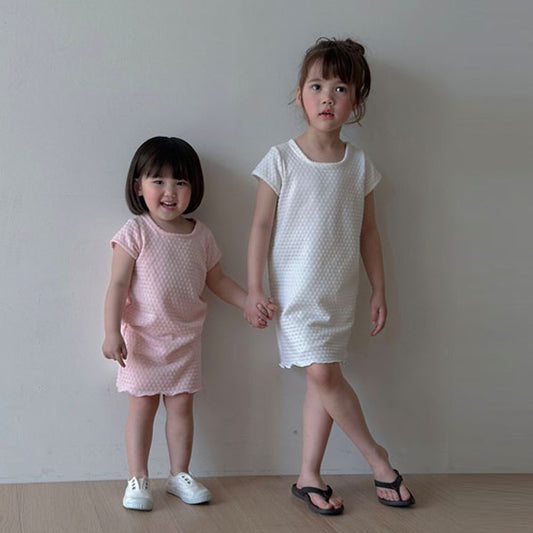 Popcorn Dress Korean toddler dress in ivory made in Korea