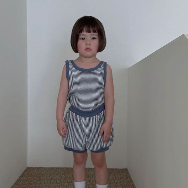 Chubby Stripe Tank Top Korean toddler tank top in burgundy stripe made in Korea