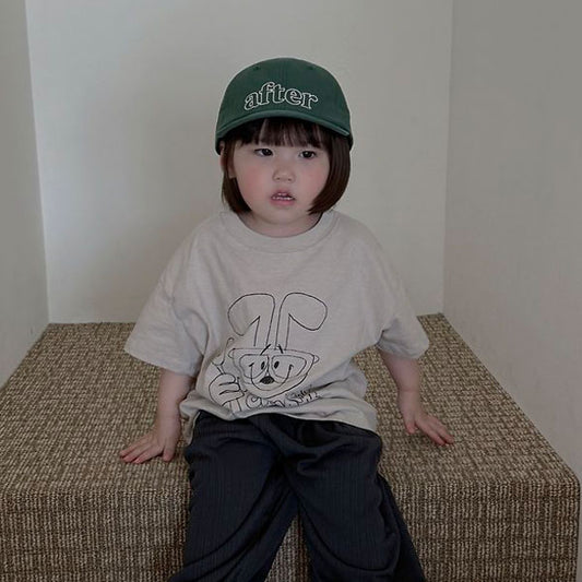 Cinnamon Tee Korean toddler t-shirt in vintage blue made in Korea