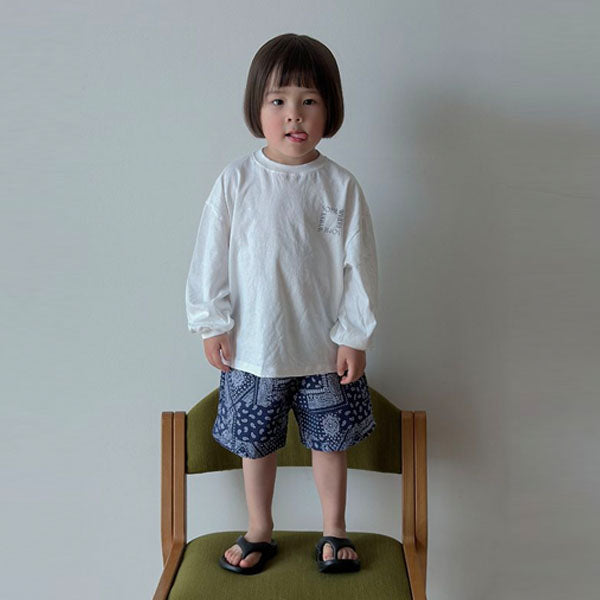 Paisley Bermuda Shorts Korean toddler shorts in navy made in Korea