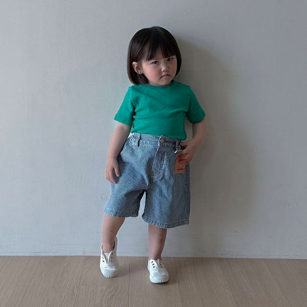 Cony Stripe Denim Korean toddler pants in light denim made in Korea