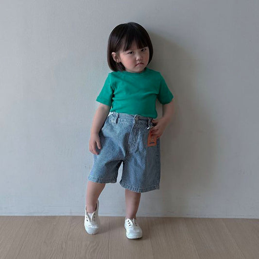 Cony Stripe Denim Korean toddler pants in light denim made in Korea
