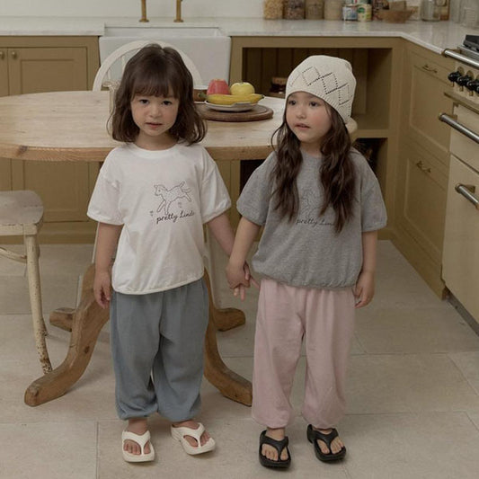 Pretty Waffle Joggers Korean toddler pants in ivory made in Korea