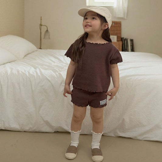 Pretty Stretch Waffle Shorts Korean toddler shorts in cream made in Korea