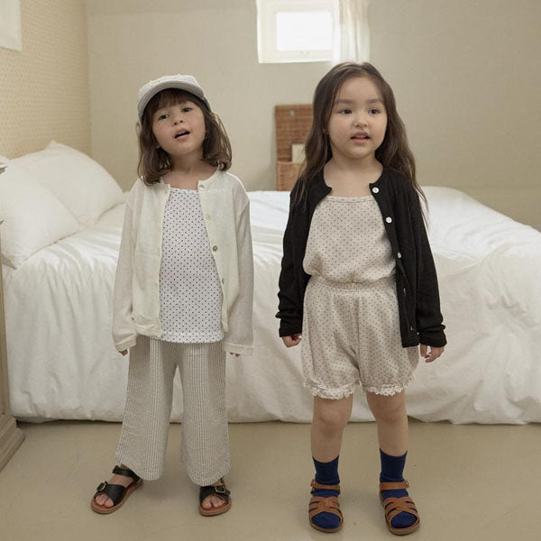 Pretty Polka Dot Ruffle Shorts Korean toddler shorts in ivory made in Korea