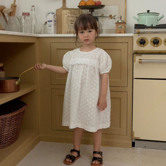 Pretty Sandy Dress Korean toddler dress in blue floral made in Korea
