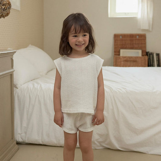 Pretty Eyelet Tank Blouse Korean toddler blouse in ivory made in Korea