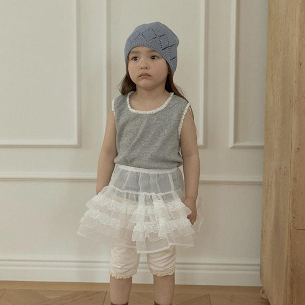Pretty Lace Tank Top Tee Korean toddler t-shirt in ivory made in Korea