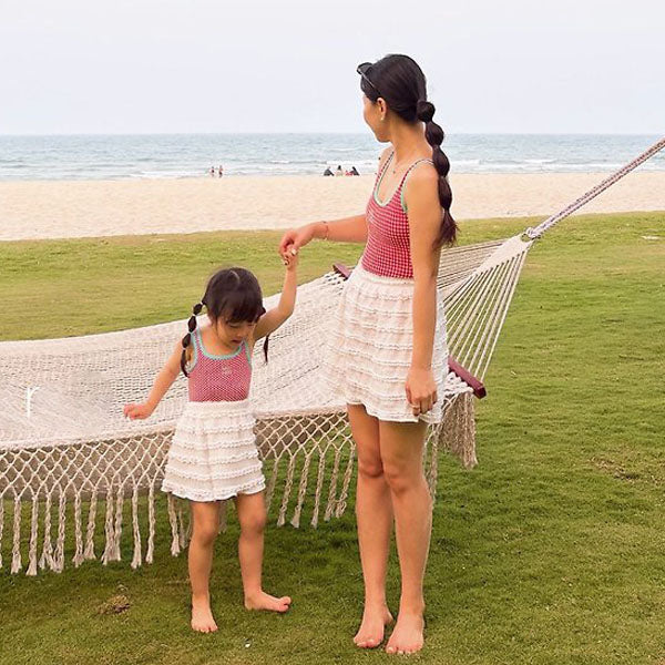 Ruffle Swim Skirt Korean toddler skirt in ivory made in Korea