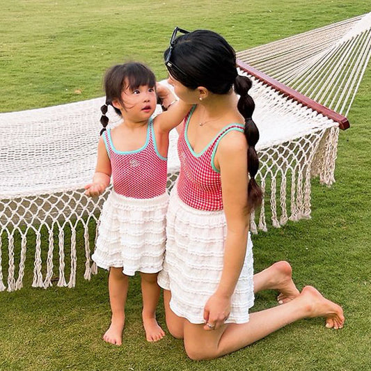 Ruffle Swim Skirt - Adult Korean kids skirt in ivory made in Korea