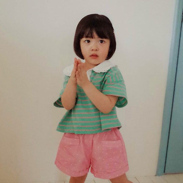 Chewing Collar Tee Korean toddler t-shirt in green made in Korea