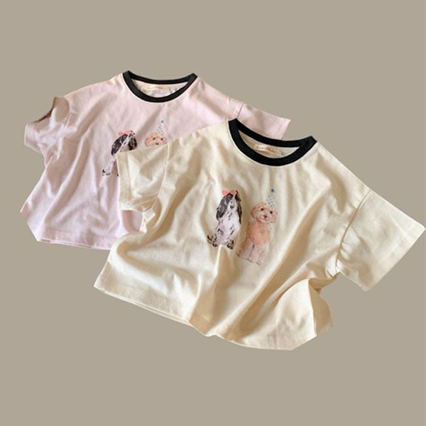 Bebe Dog Tee Korean infant t-shirt in lilac made in Korea