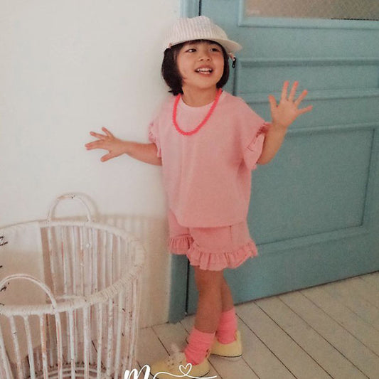 Pasta Set Pants Korean toddler set in pink made in Korea