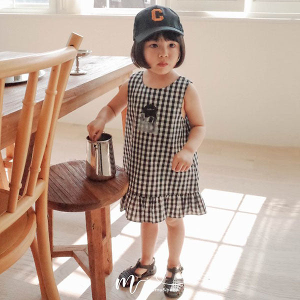 Check Check Dress Korean toddler dress in black made in Korea