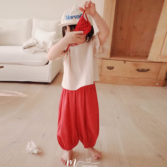 Two-Way Linen Pants Korean toddler pants in blue made in Korea