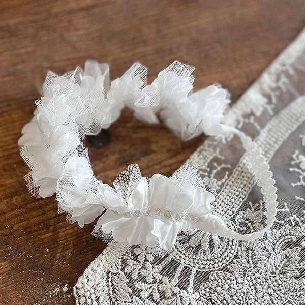 Bebe Edel Shimmer Hairband Korean infant accessory in ivory made in Korea