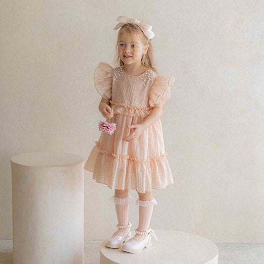 Kids Roel Pearl Dress Korean toddler dress in cream made in Korea