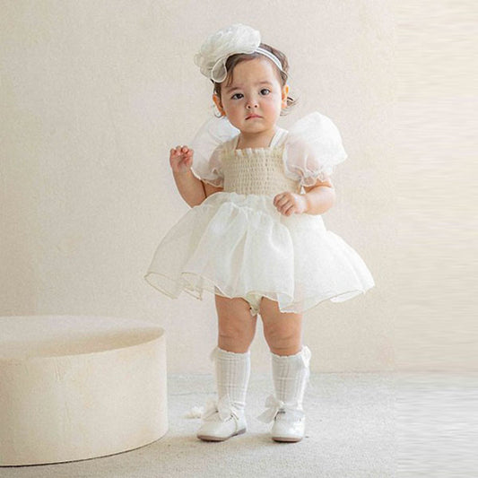 Noir Organza Bodysuit Korean infant bodysuit in ivory made in Korea