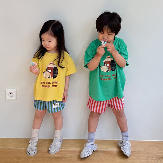 Dog Summer Korean toddler t-shirt in green made in Korea