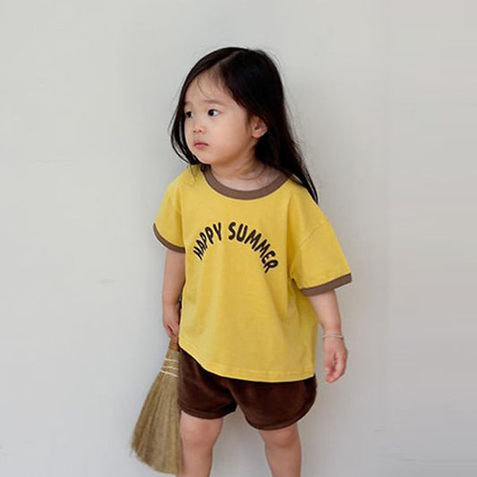 Happy Summer Korean toddler t-shirt in ivory made in Korea