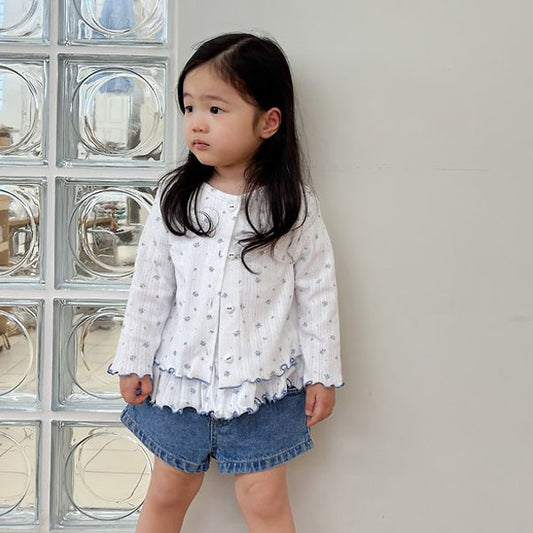 Ella Cardigan Korean toddler sweater in ivory made in Korea