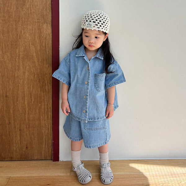 Denim Shirt Korean toddler shirt in light denim made in Korea