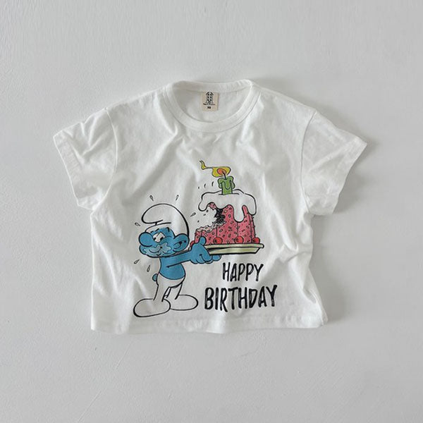 Happy Birthday - Adult Korean kids t-shirt in ivory made in Korea