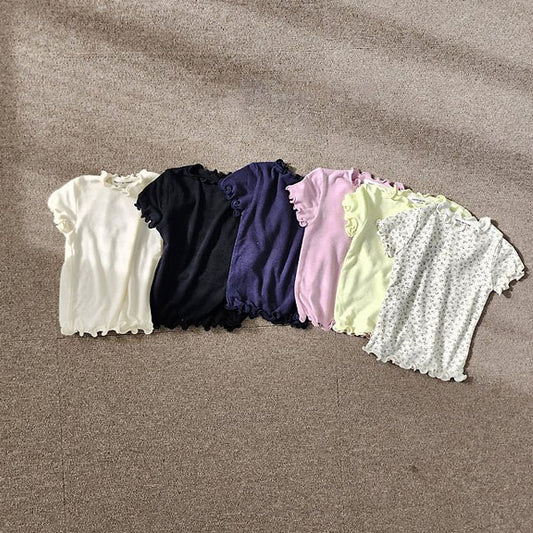 Lettuce-Edge Tee Korean toddler t-shirt in ivory made in Korea