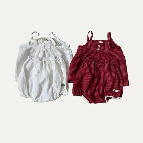 B Kohlrabi Tank Top Set Korean infant set in ivory made in Korea