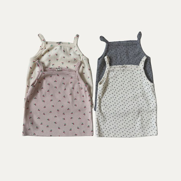 B Syrup Spaghetti Strap Top Korean infant tops in floral ivory made in Korea