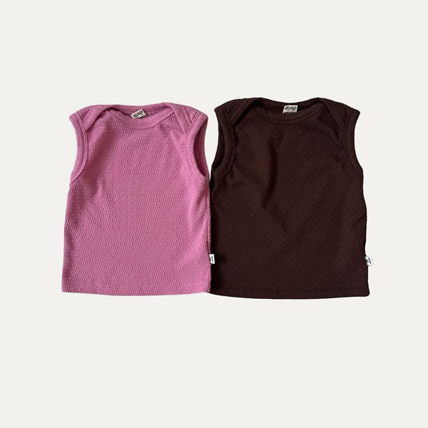 B Wave Tank Top Korean infant tank top in pink made in Korea