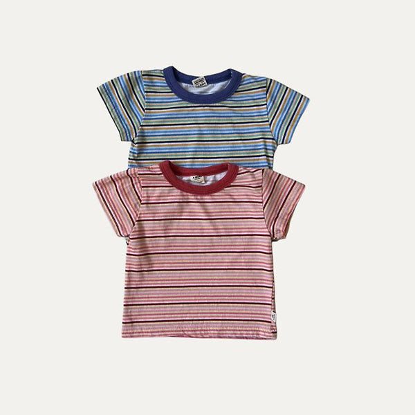 B Stripe Tee Korean infant t-shirt in blue made in Korea