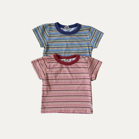 B Stripe Tee Korean infant t-shirt in blue made in Korea