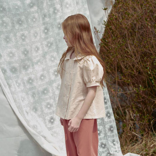 Milk Tea Blouse Korean toddler blouse in peach made in Korea