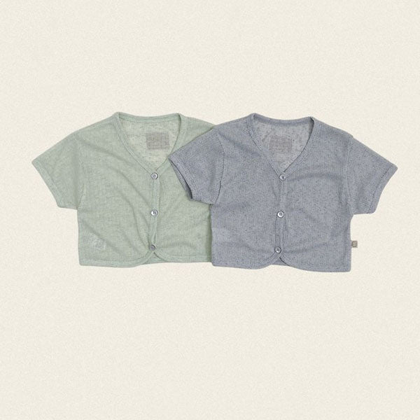 Smoothie Cardigan Korean toddler sweater in gray made in Korea