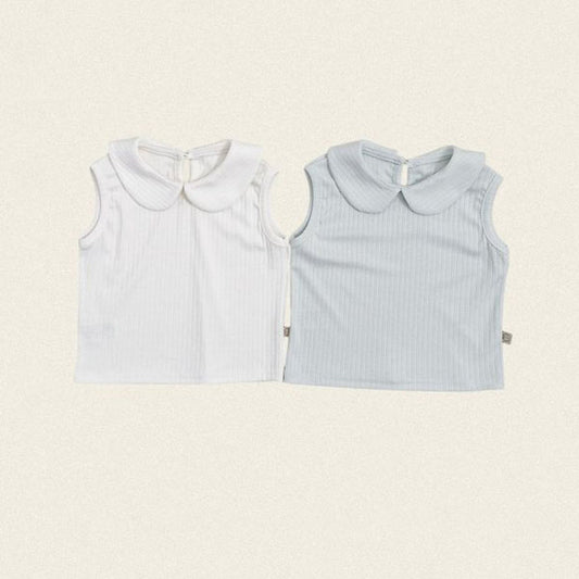 Pastel Tank Top Collar Tee Korean toddler t-shirt in ivory made in Korea