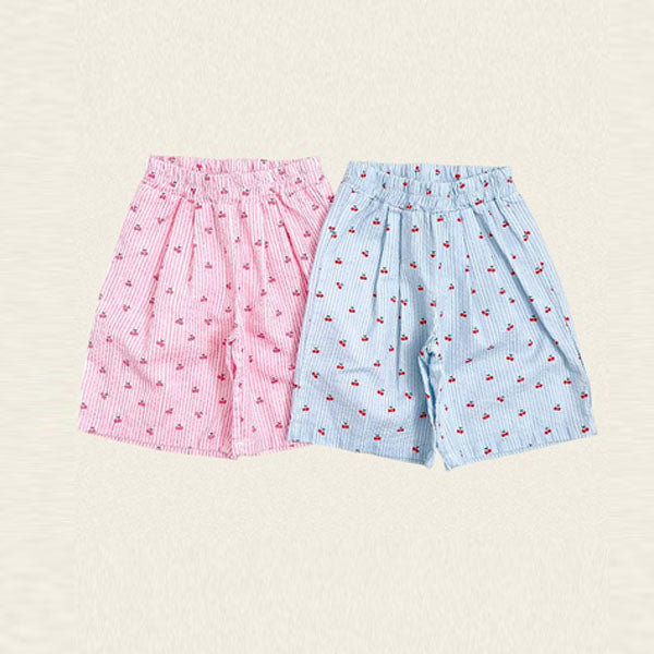 Cherry Stripe Pants Korean toddler pants in blue made in Korea
