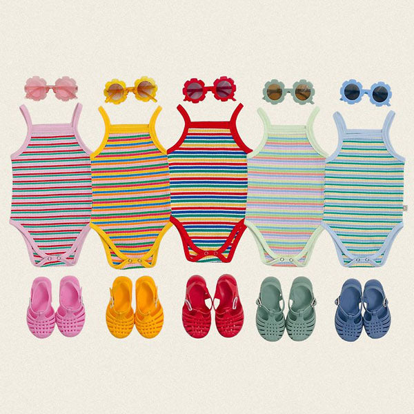 Rainbow Tank Top Bodysuit Korean infant bodysuit in pink made in Korea