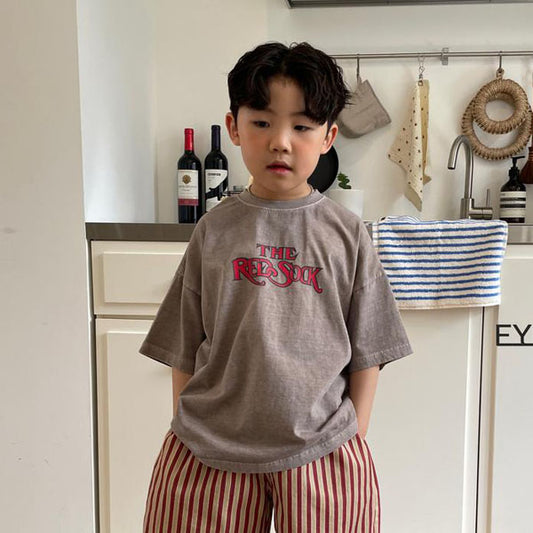 Red Sox Pigment Tee Adult Korean kids t-shirt in chestnut beige made in Korea
