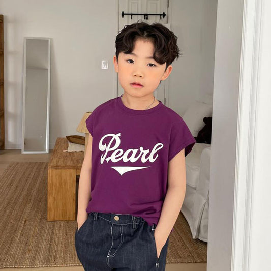 Pearl Tank Top Tee Korean toddler t-shirt in cream made in Korea