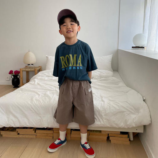 Point Label Cargo Pants Korean toddler cargos in khaki made in Korea