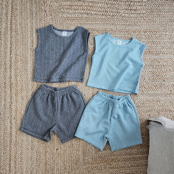 Crinkle Set Korean toddler set in sky blue made in Korea