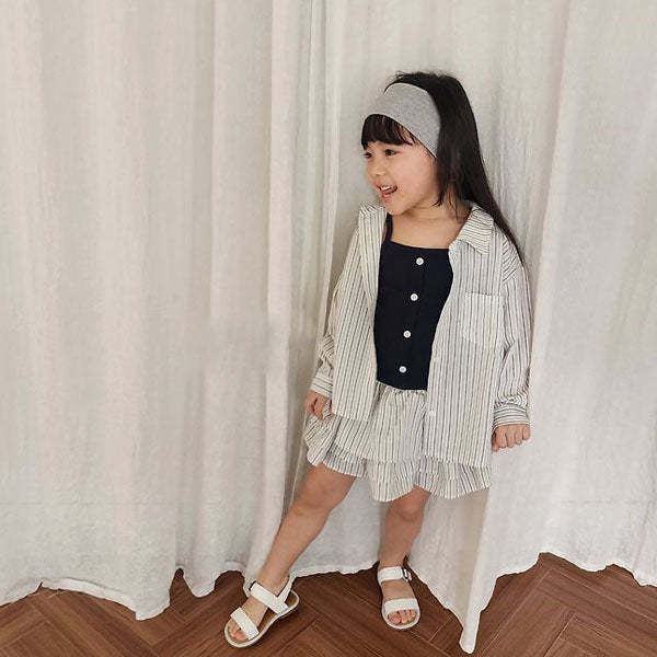 Stripe Shirt Korean toddler shirt in ivory made in Korea