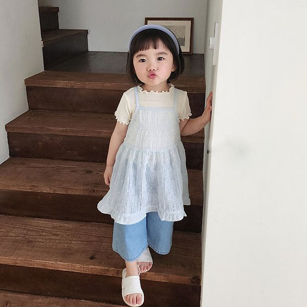 Snowflake Tank Top Dress Korean toddler dress in ivory made in Korea
