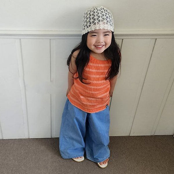 Stripe Long Tank Top Korean toddler tank top in orange made in Korea