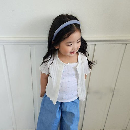 Ribbon Flower Tank Top Korean toddler tank top in ivory made in Korea